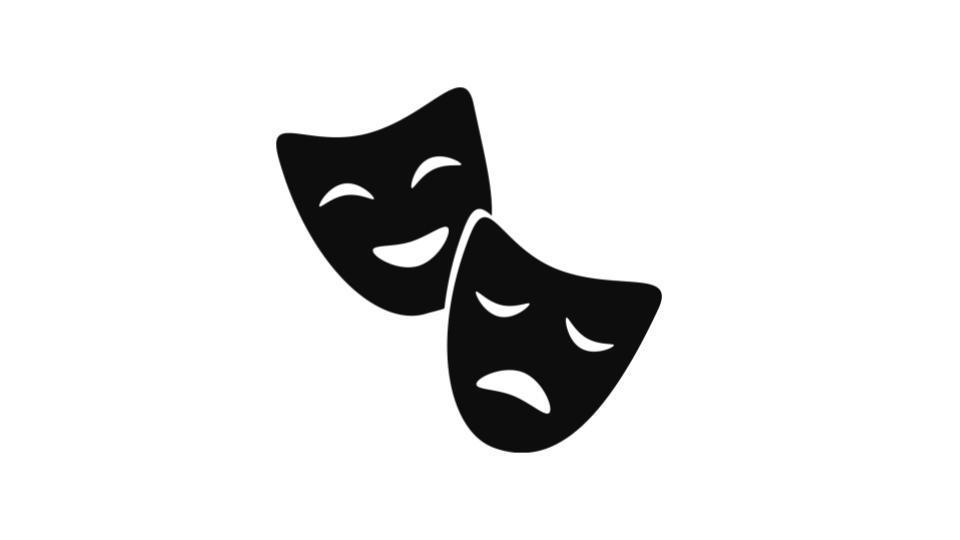 Clip art image of two drama masks