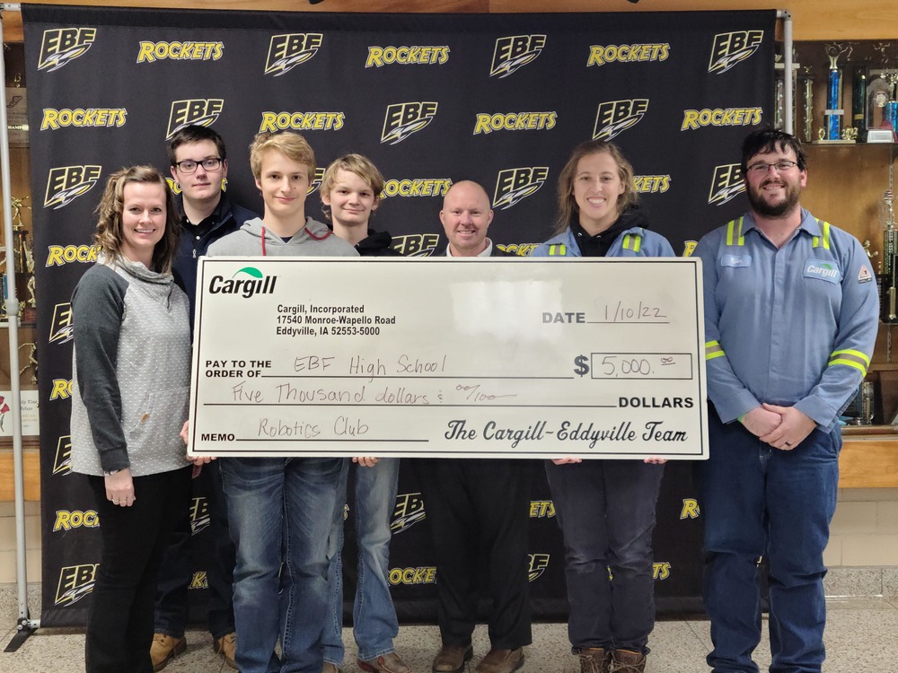 Robotics Club receives $5,000 check from Cargill